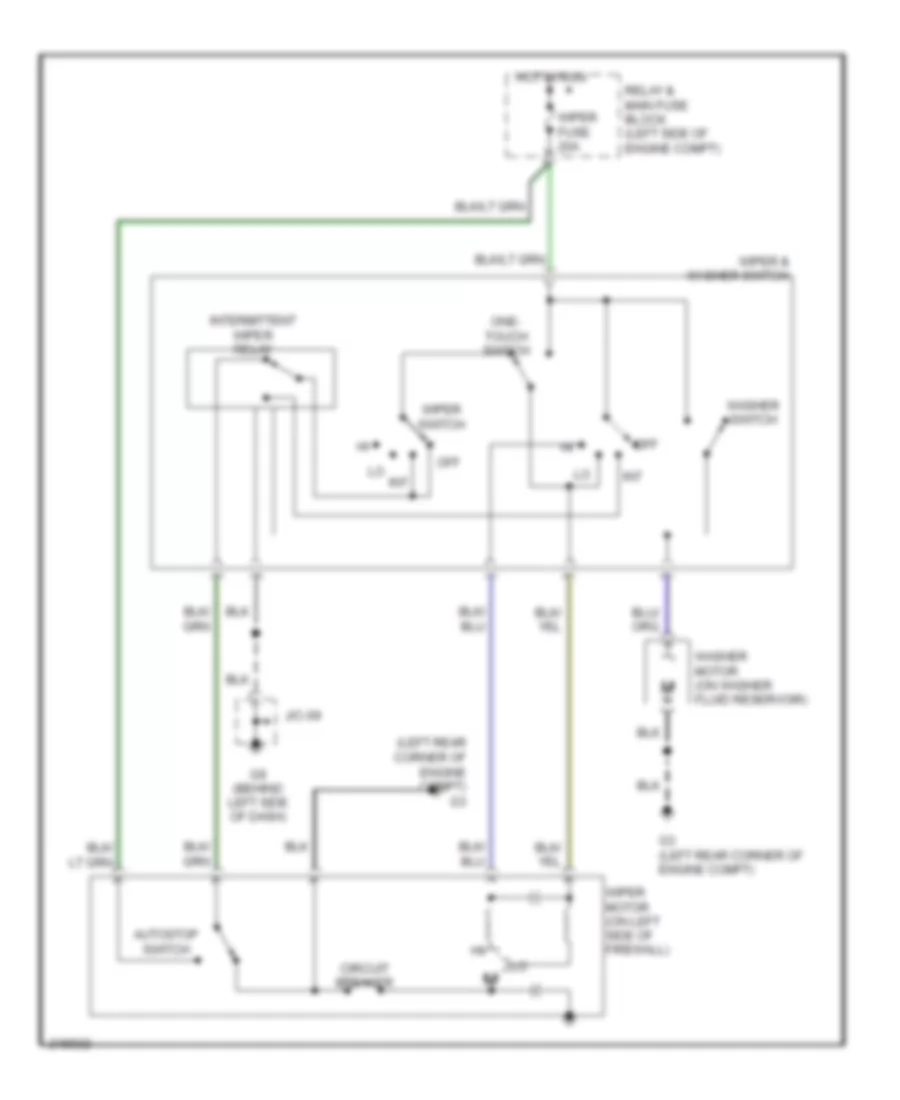 Электросхема стеклоочистителя, дворников и омывателя для Mazda MX-5 Miata Limited Edition 2006