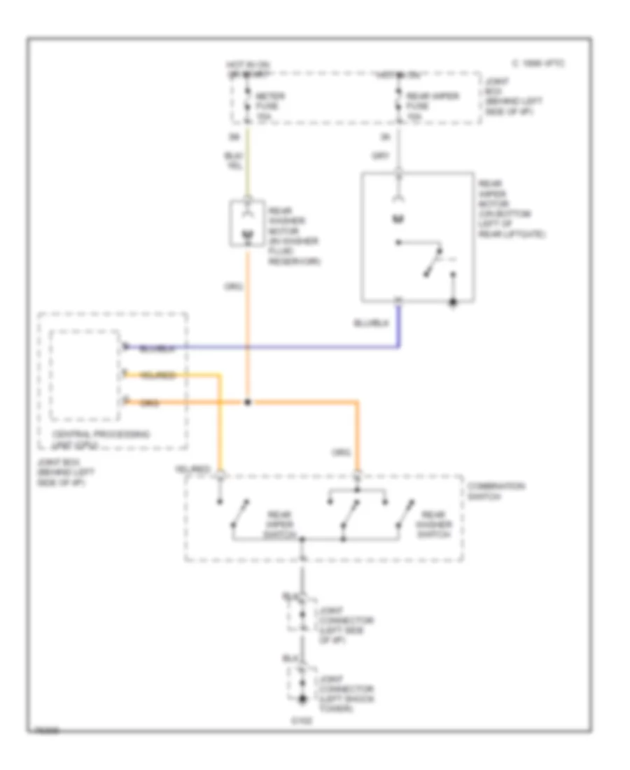 Электросхема заднего стеклоочистителя и омывателя стекла для Mazda MX-3 1993