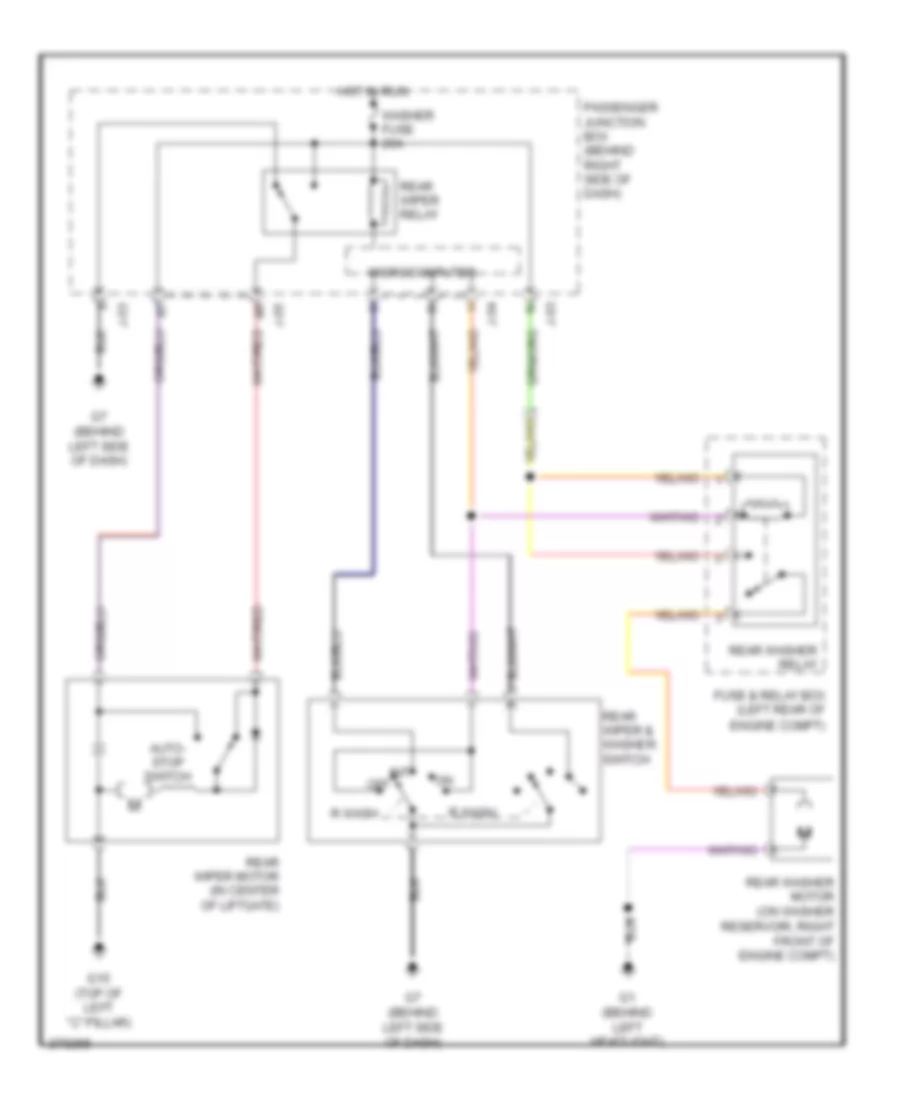Электросхема заднего стеклоочистителя и омывателя стекла для Mazda 3 i 2007