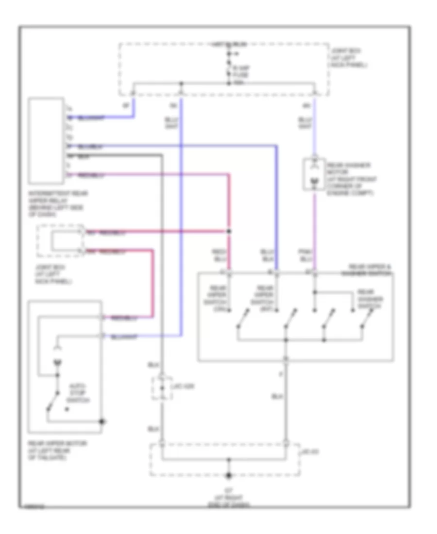 Электросхема заднего стеклоочистителя дворника и омывателя для Mazda MPV ES 2004