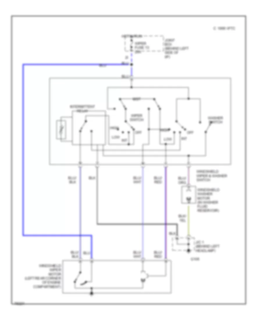 Электросхема стеклоочистителя, дворников и омывателя для Mazda MX-6 LS 1993