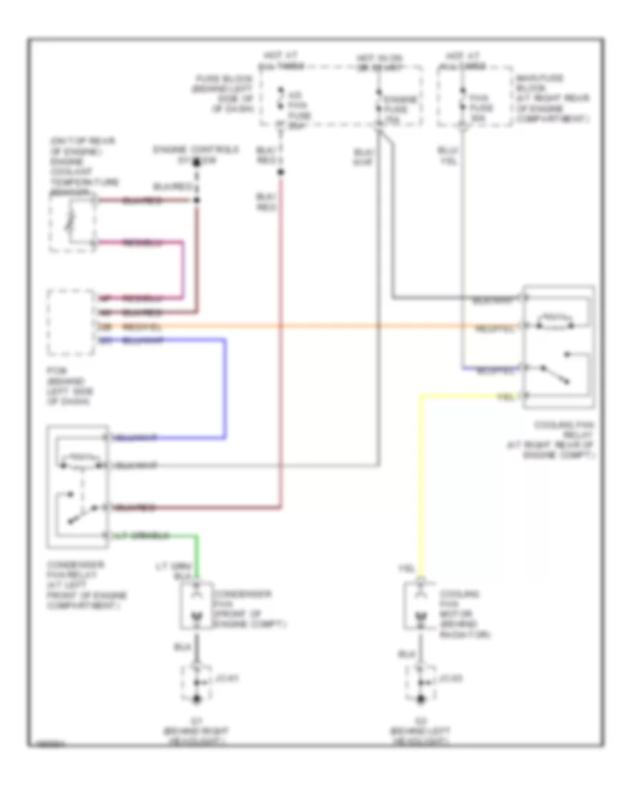 Cooling Fan Wiring Diagram, Early Production for Mazda MX-5 Miata 2004