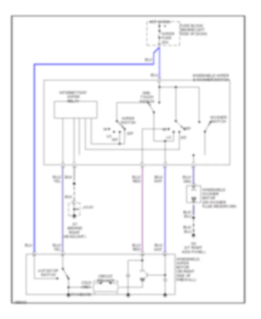 Электросхема стеклоочистителя, дворников и омывателя для Mazda MX-5 Miata 2004