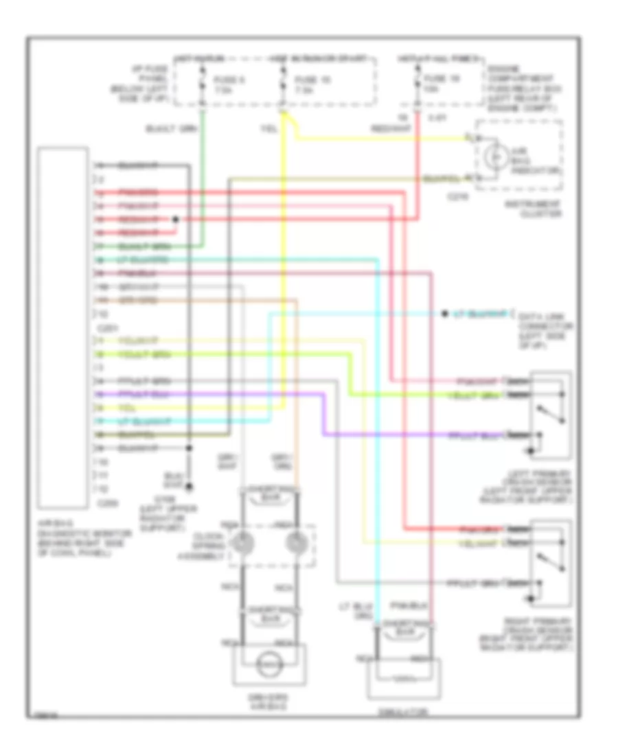 Supplemental Restraint Wiring Diagram, without Passenger Side Air Bag for Mazda B4000 SE 1997