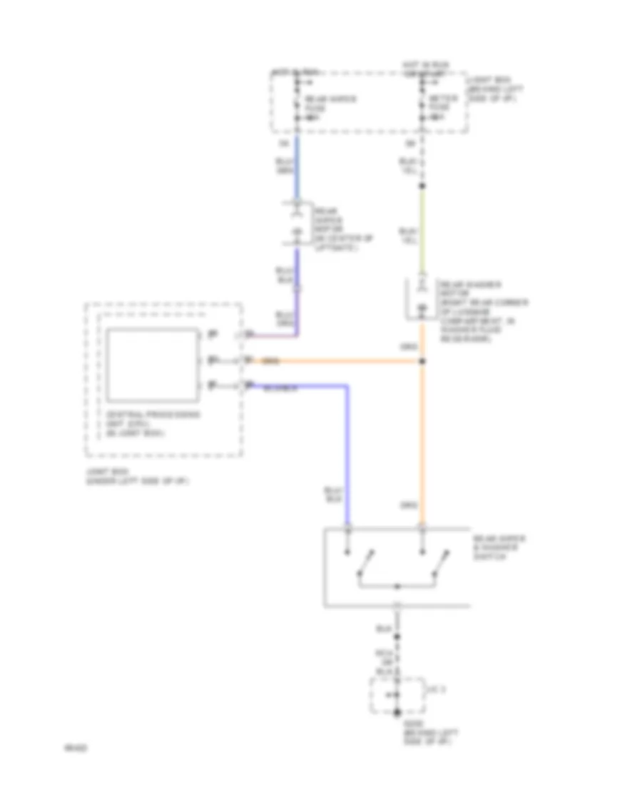 Электросхема заднего стеклоочистителя дворника и омывателя для Mazda 323 1994