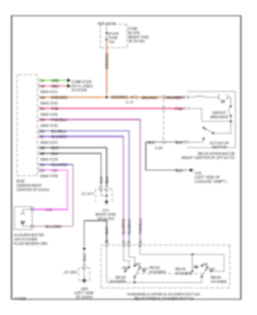 Электросхема заднего стеклоочистителя дворника и омывателя для Mazda 5 Grand Touring 2013