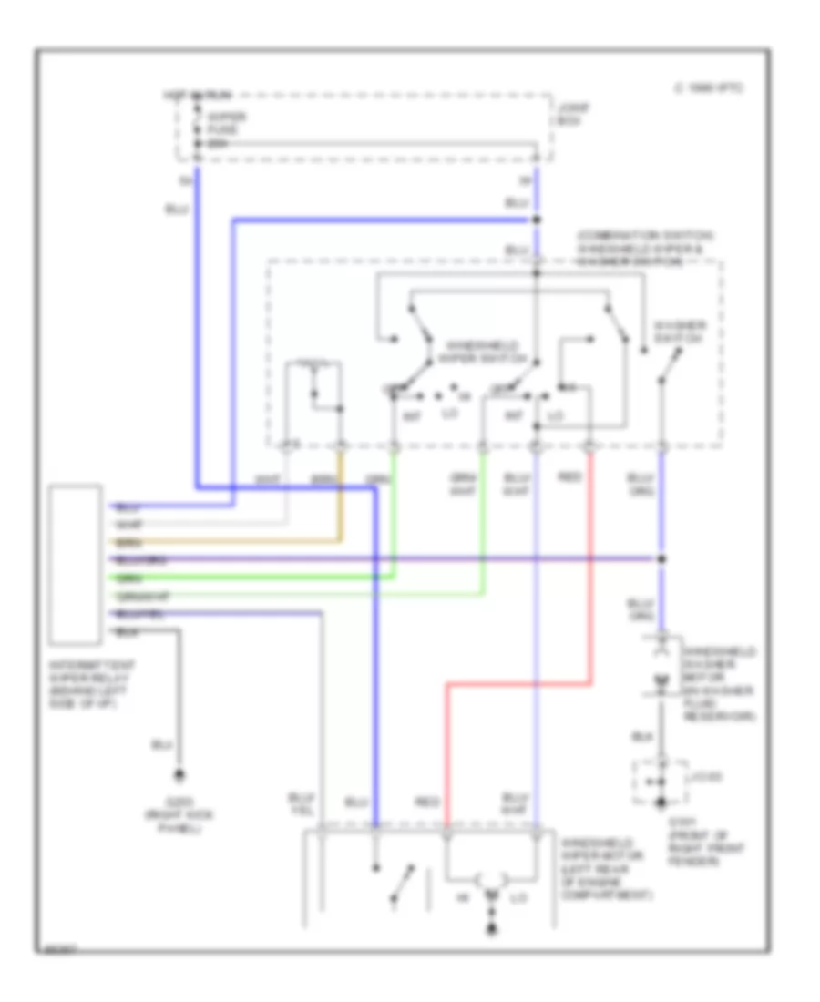Электросхема стеклоочистителя, дворников и омывателя для Mazda Millenia S 1997