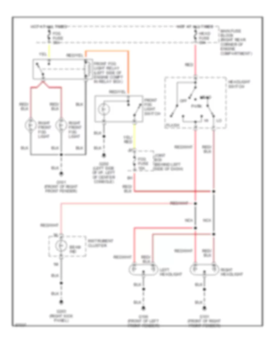 Headlight Wiring Diagram, without DRL for Mazda MPV ES 1997
