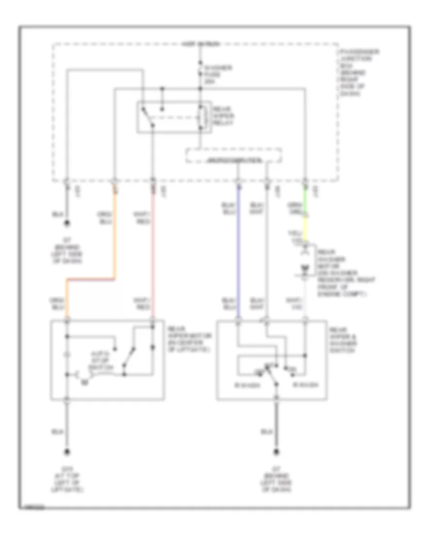 Электросхема заднего стеклоочистителя и омывателя стекла для Mazda 3 s 2005