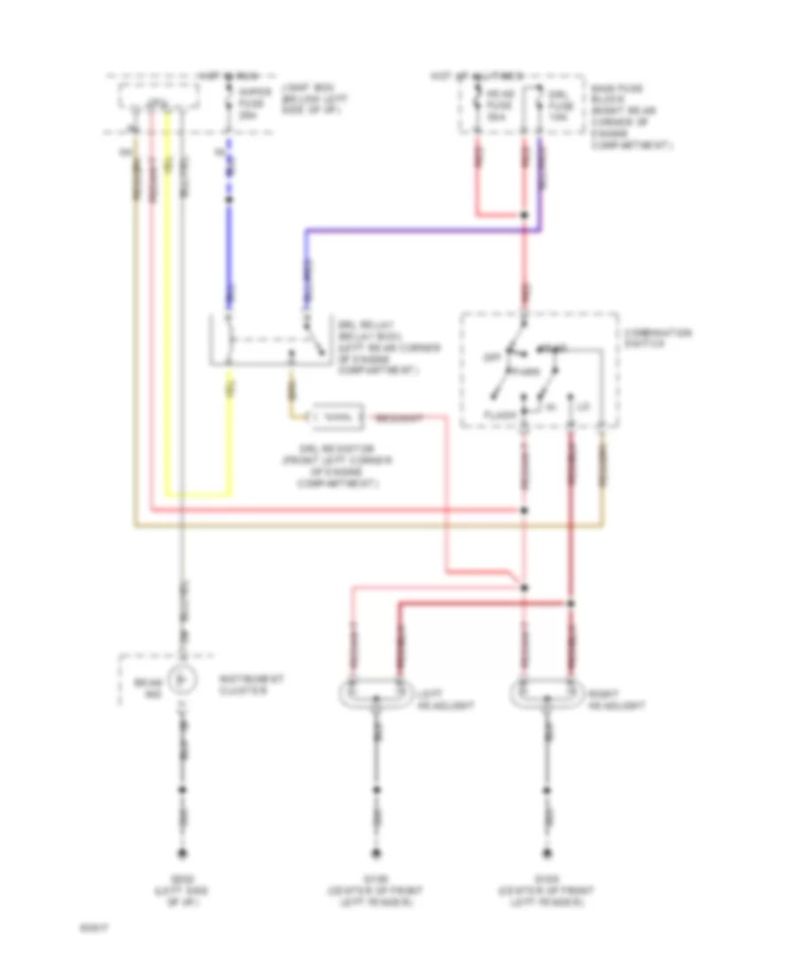 Headlight Wiring Diagram with DRL for Mazda MPV 1994