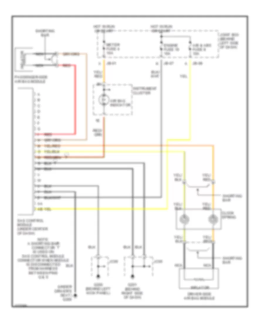 Supplemental Restraint Wiring Diagram, without Side Airbag for Mazda 626 ES 2001