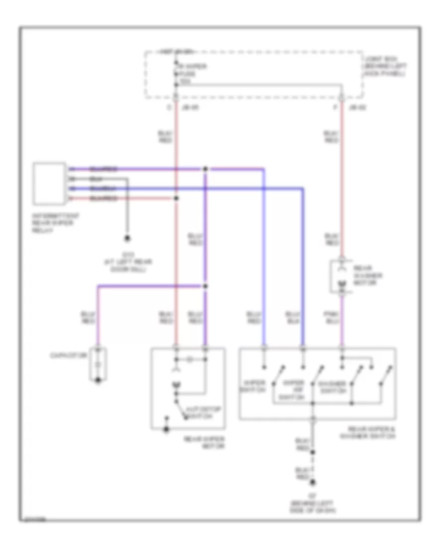 Электросхема заднего стеклоочистителя дворника и омывателя для Mazda 6 s 2005