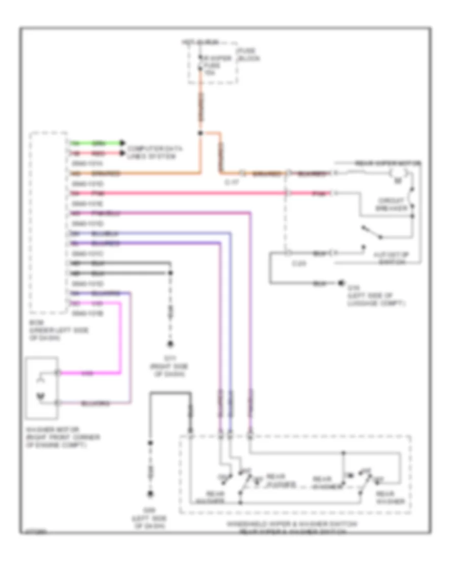 Электросхема заднего стеклоочистителя дворника и омывателя для Mazda 5 Grand Touring 2012