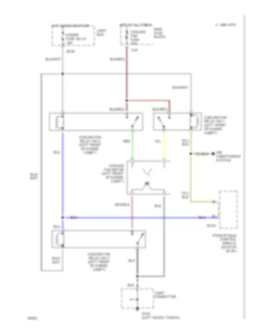 1.8L, Cooling Fan Wiring Diagram, AT for Mazda MX-3 1994