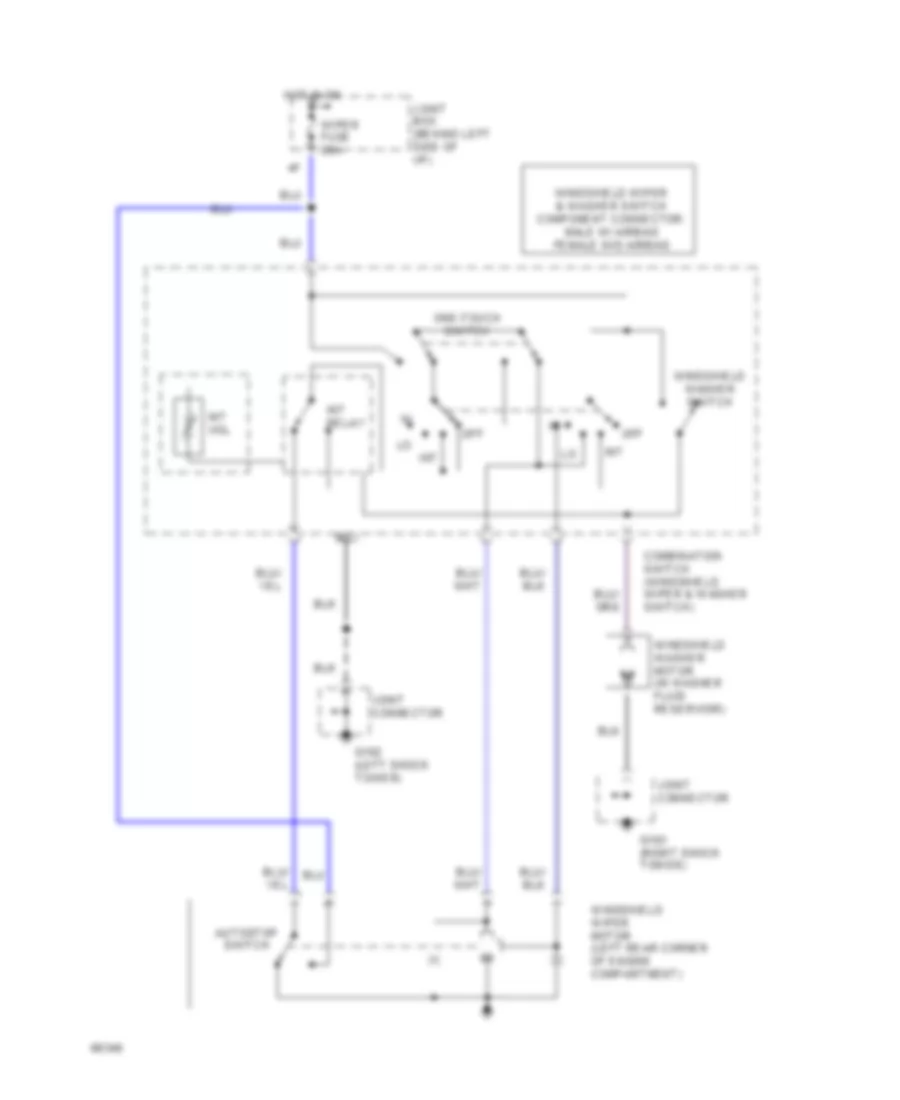 Электросхема передних стеклоочистителей дворников и омывателя лобового стекла для Mazda MX-3 1994