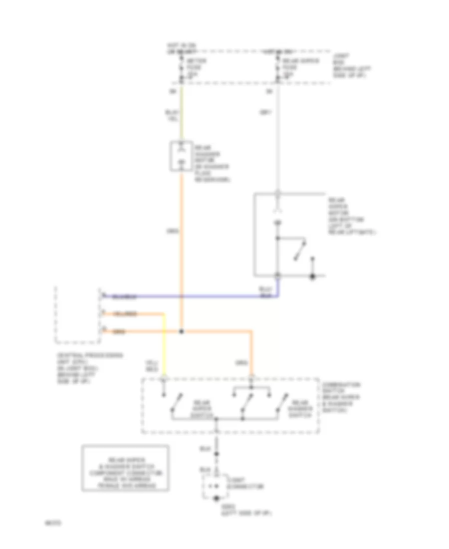 Электросхема заднего стеклоочистителя дворника и омывателя для Mazda MX-3 1994