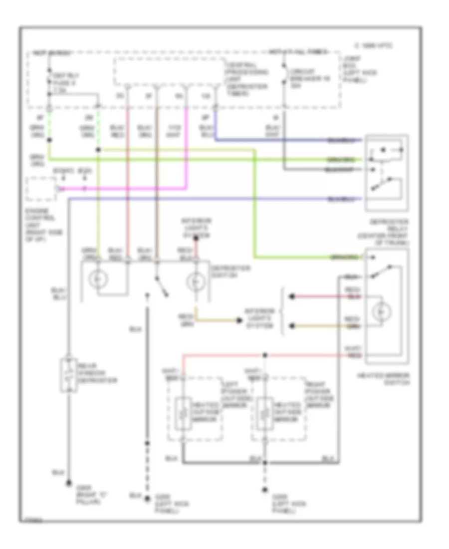 Defogger Wiring Diagram for Mazda 929 S 1990