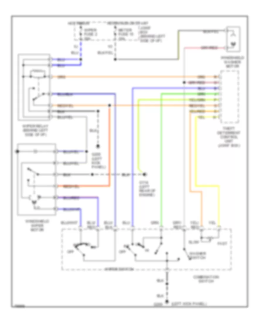 Электросхема стеклоочистителя, дворников и омывателя, Полу Скрытый для Mazda 929 S 1990