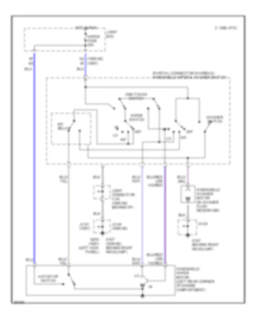 Электросхема стеклоочистителя, дворников и омывателя для Mazda Protege ES 1997