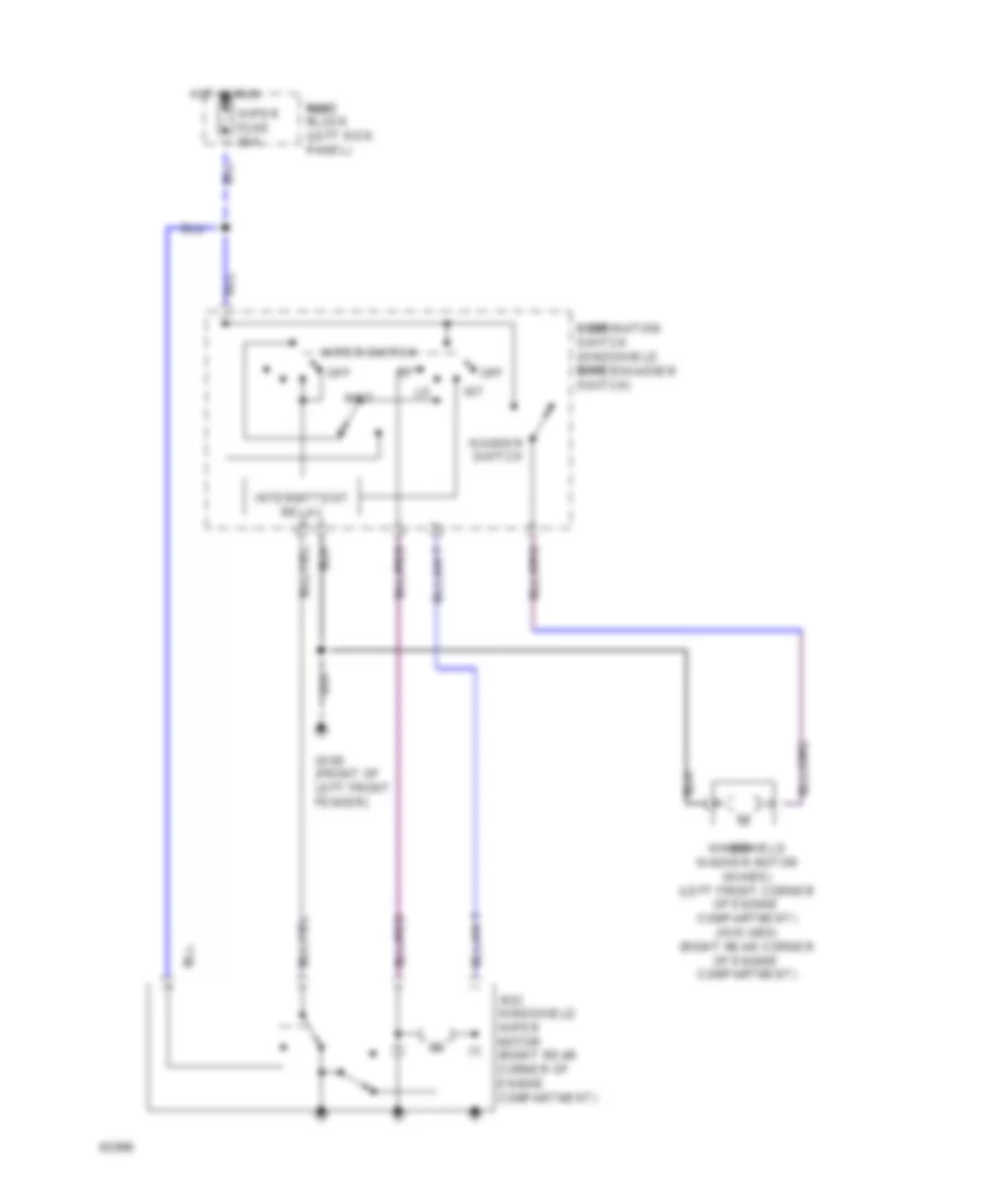 Электросхема стеклоочистителя, дворников и омывателя для Mazda MX-5 Miata M-Edition 1994