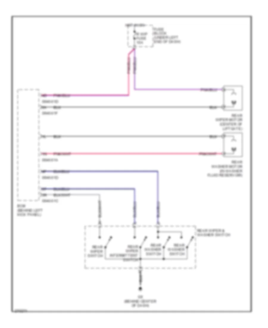 Электросхема заднего стеклоочистителя дворника и омывателя для Mazda CX-7 Sport 2007
