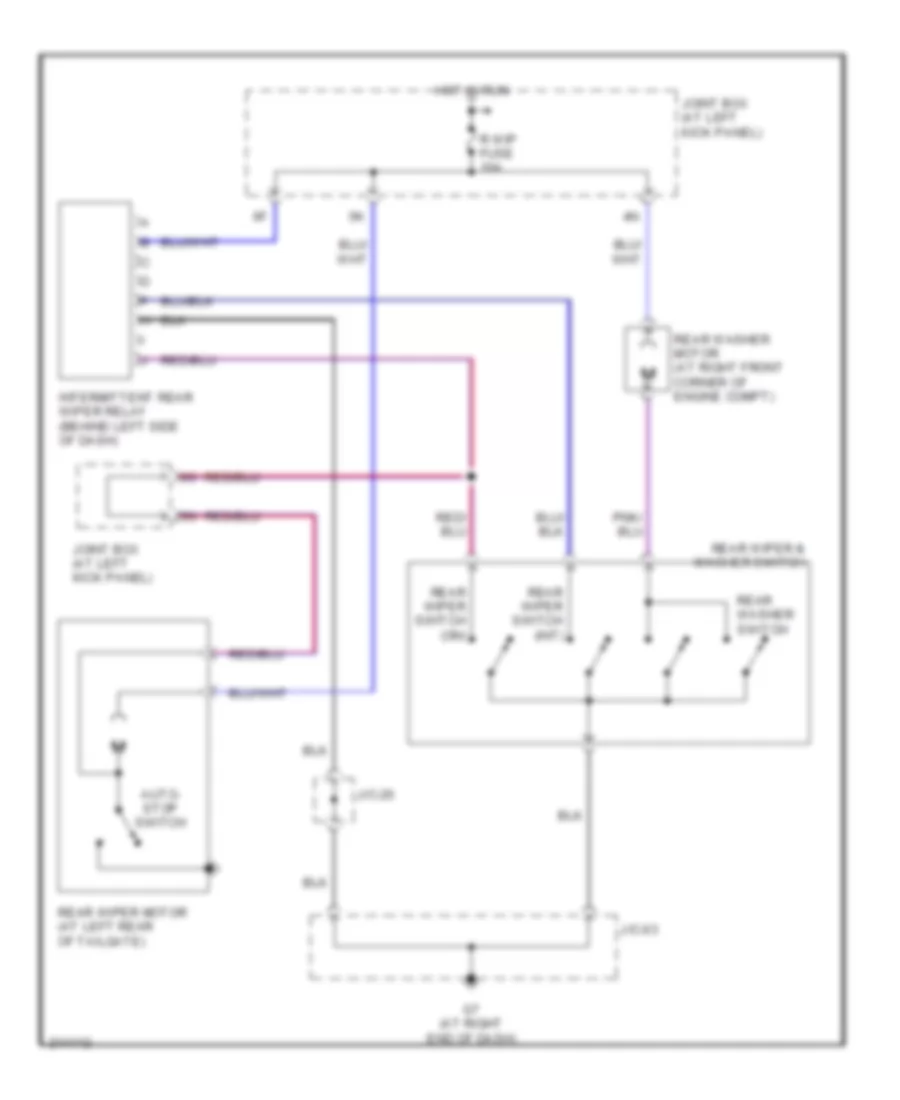 Электросхема заднего стеклоочистителя дворника и омывателя для Mazda MPV ES 2005