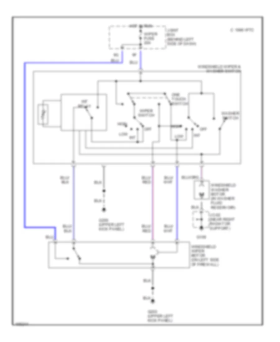 Электросхема стеклоочистителя, дворников и омывателя для Mazda 626 DX 1998