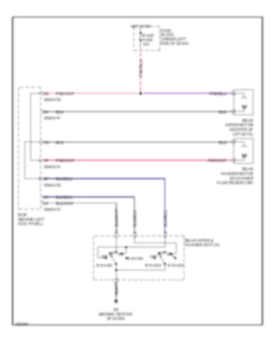 Электросхема заднего стеклоочистителя дворника и омывателя для Mazda CX-7 s Touring 2010