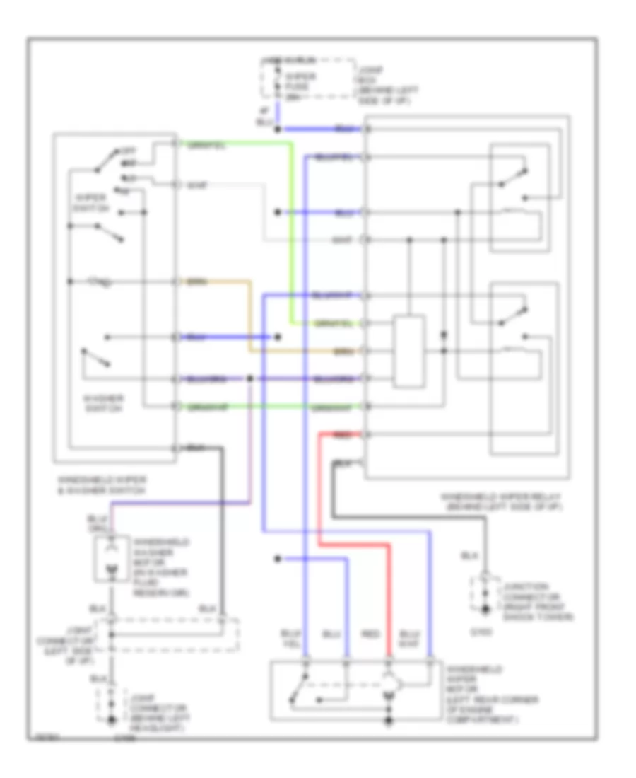 Wiper Washer Wiring Diagram All Except Canada without Cruise Control for Mazda Protege 4WD 1990