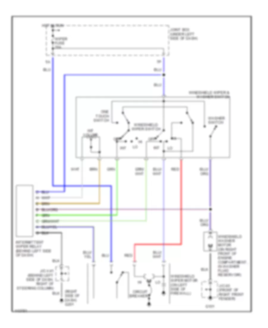 Электросхема стеклоочистителя, дворников и омывателя для Mazda Millenia S 2001