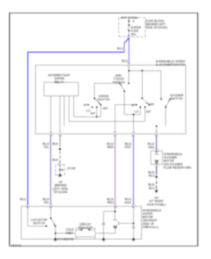 Электросхема стеклоочистителя, дворников и омывателя для Mazda MX-5 Miata Mazdaspeed 2005