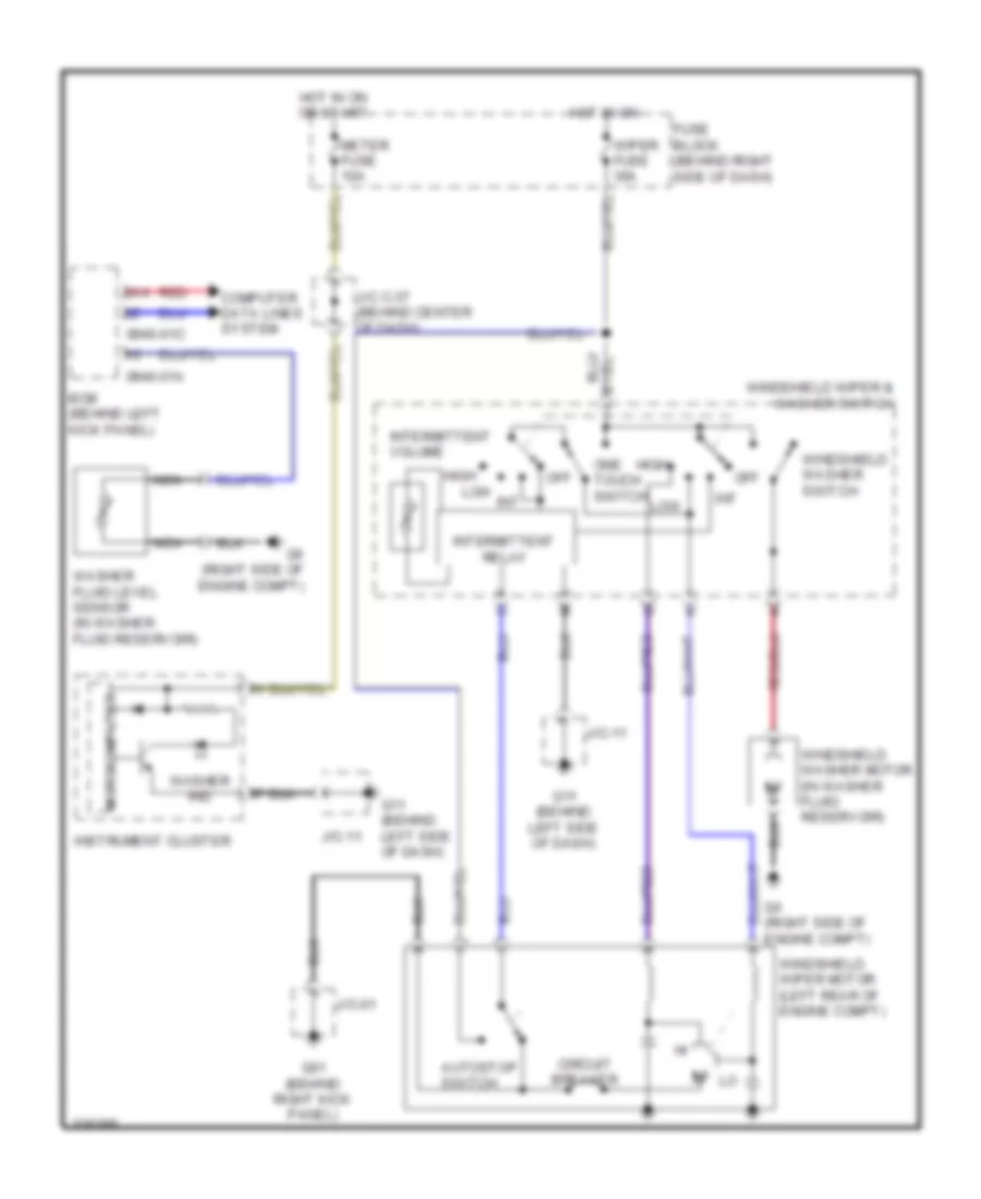 Электросхема передних стеклоочистителей дворников и омывателя лобового стекла, без Авто Система Дворника для Mazda CX-9 Touring 2010