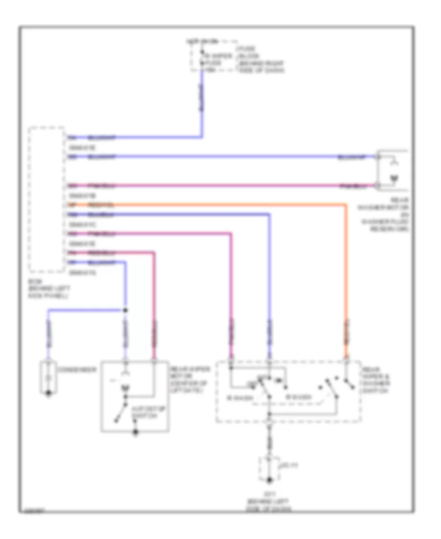 Электросхема заднего стеклоочистителя дворника и омывателя для Mazda CX-9 Touring 2010
