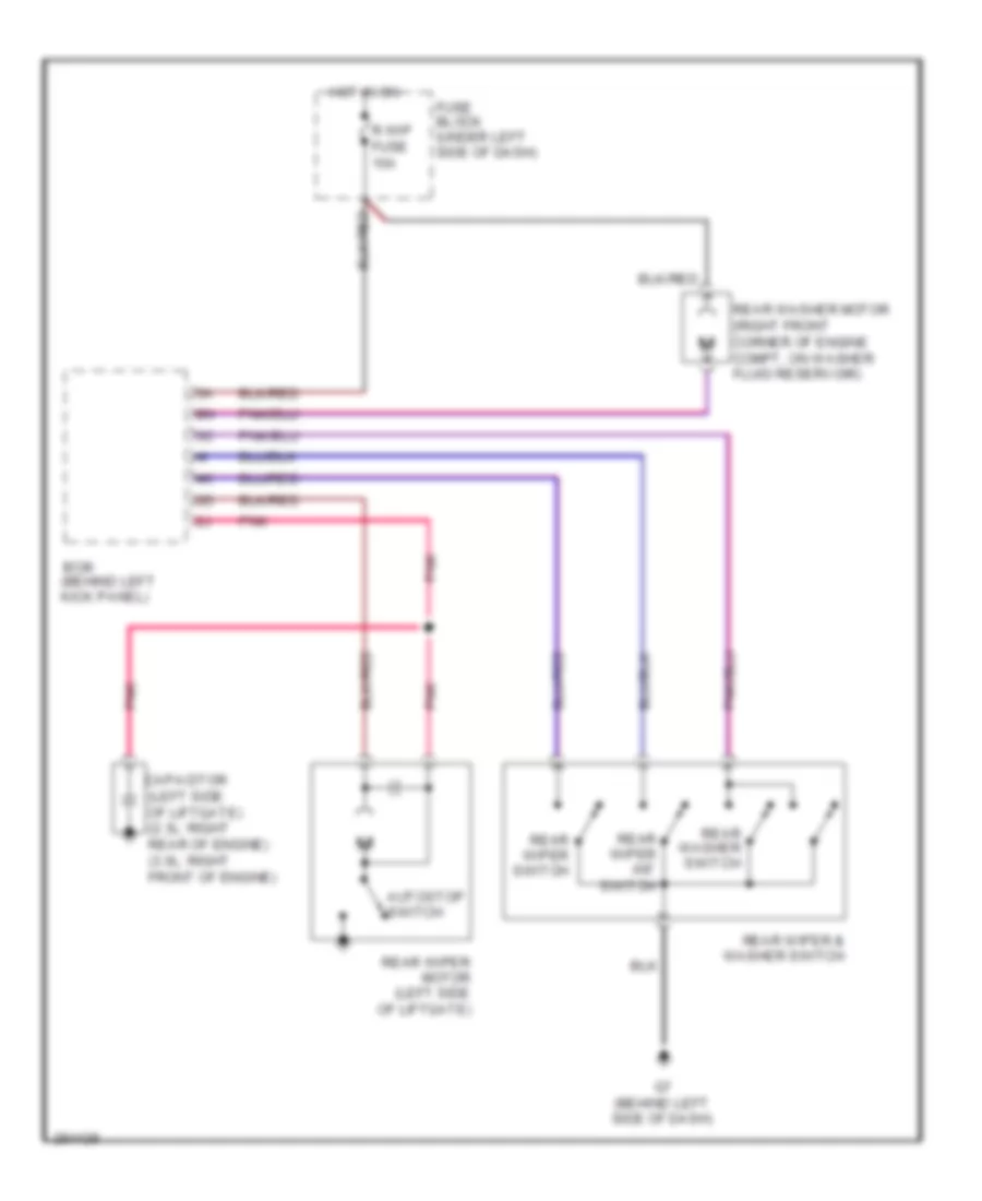 Электросхема заднего стеклоочистителя дворника и омывателя для Mazda 6 s Sport 2008