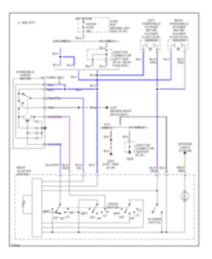 Электросхема переднего дворника стеклоочистителя и омывателя для Mazda RX-7 GXL 1990