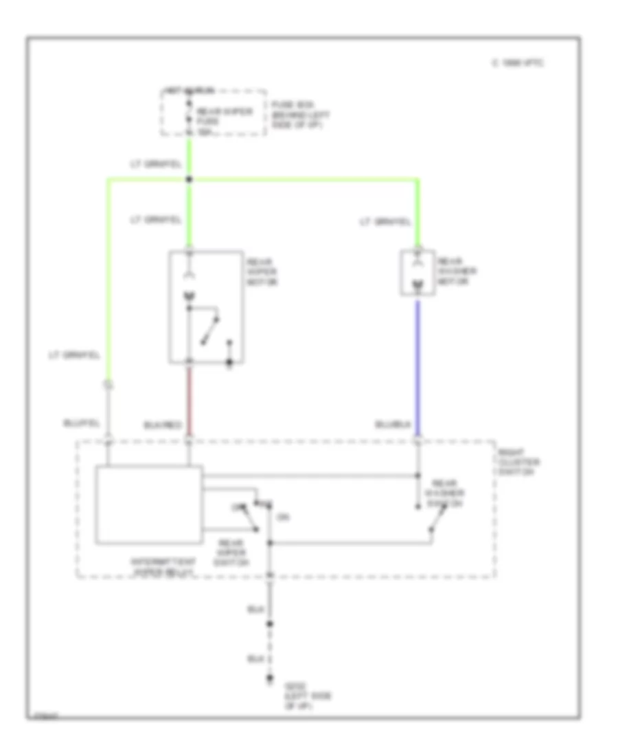 Электросхема заднего стеклоочистителя и омывателя стекла для Mazda RX-7 GXL 1990