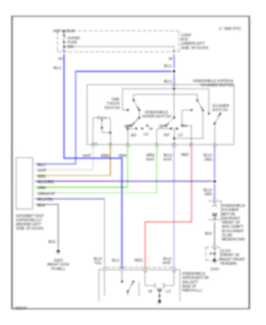 Электросхема стеклоочистителя, дворников и омывателя для Mazda Millenia S 1998
