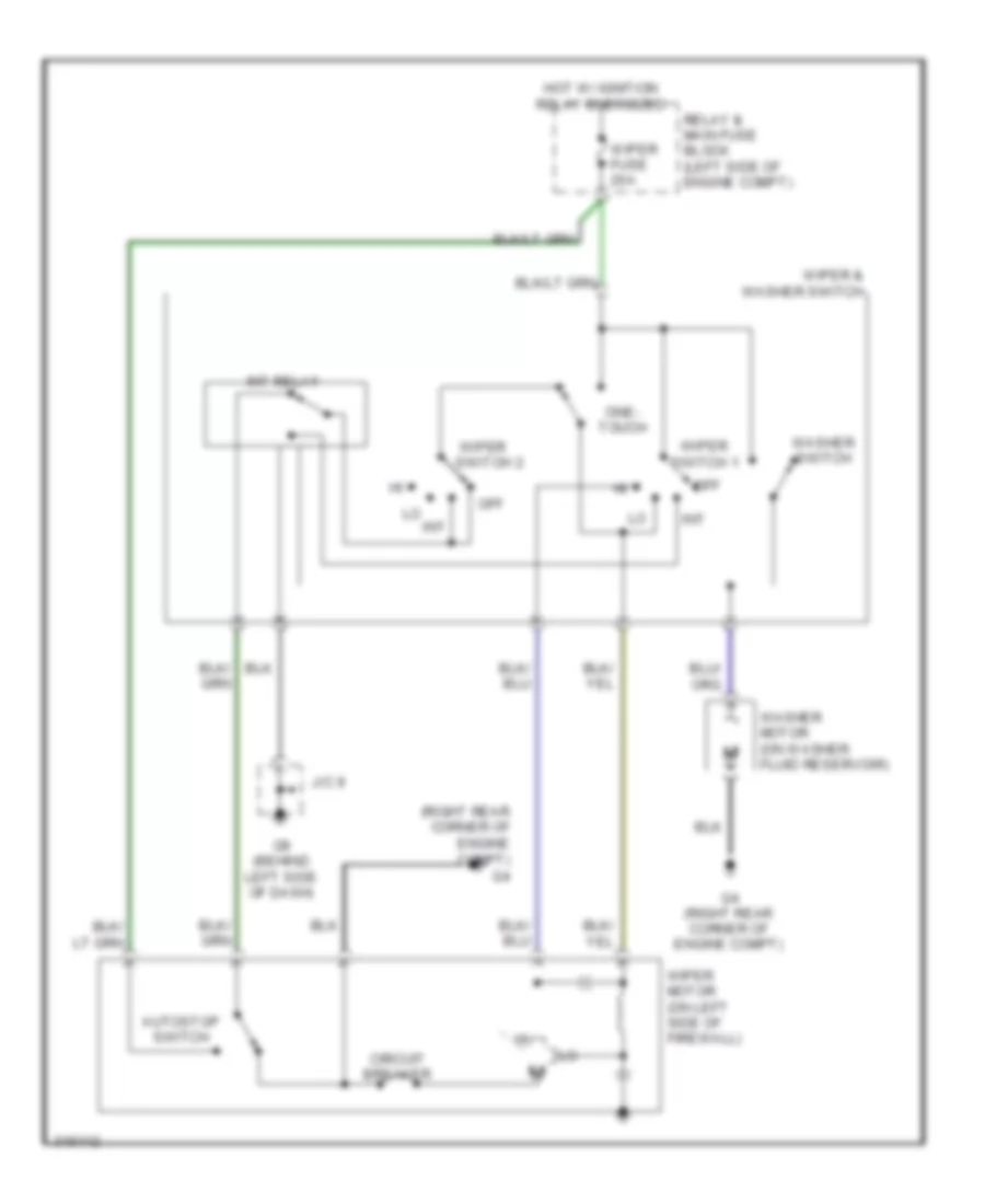 Электросхема стеклоочистителя, дворников и омывателя для Mazda MX-5 Miata Grand Touring 2009