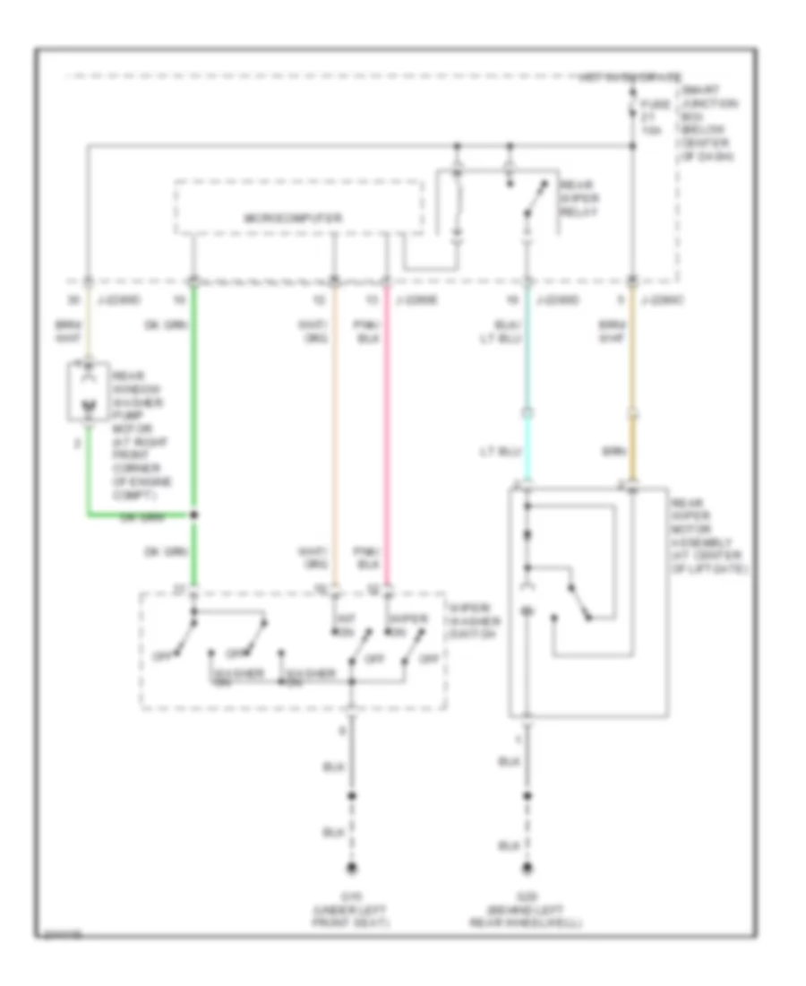 Электросхема заднего стеклоочистителя дворника и омывателя для Mazda Tribute s 2005