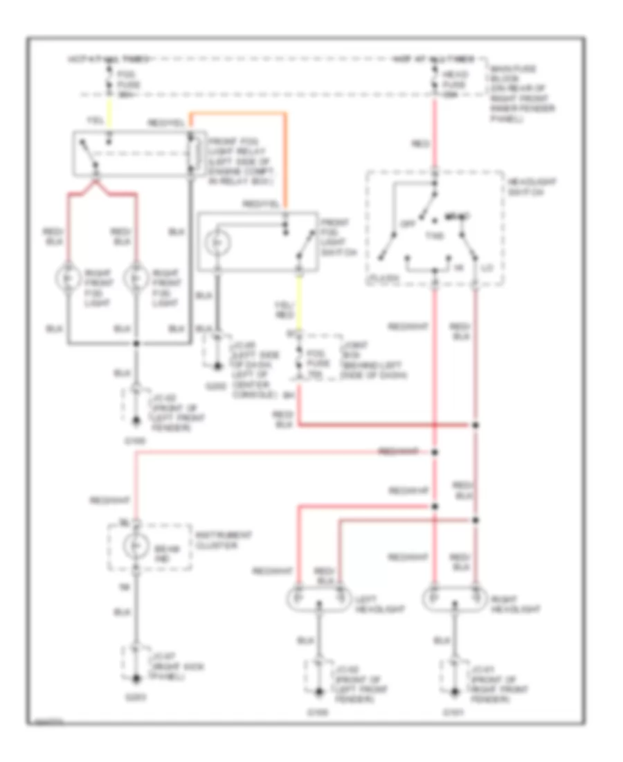Headlight Wiring Diagram, without DRL for Mazda MPV ES 1998