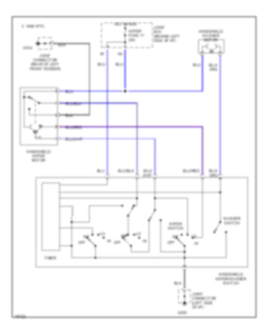 Front Washer Wiper Wiring Diagram for Mazda 626 GT 1991