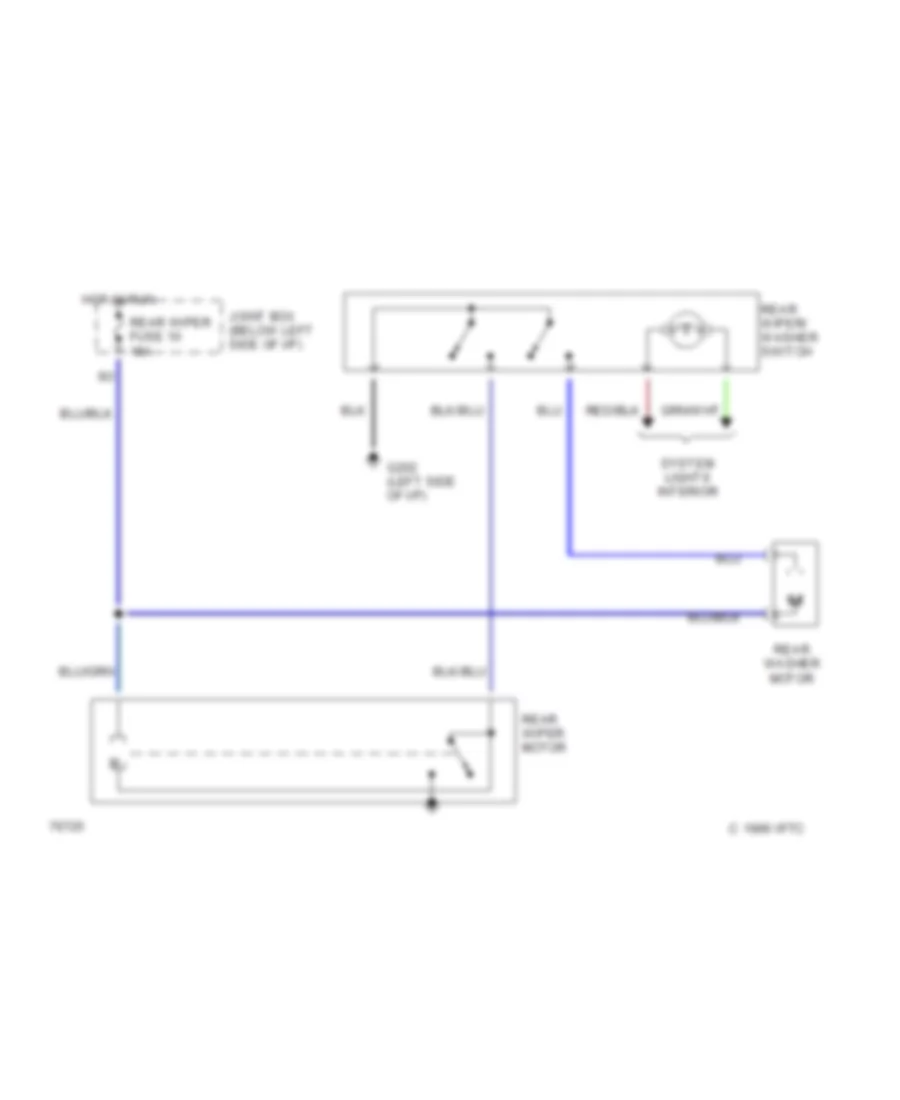 Электросхема заднего стеклоочистителя и омывателя стекла для Mazda 626 GT 1991