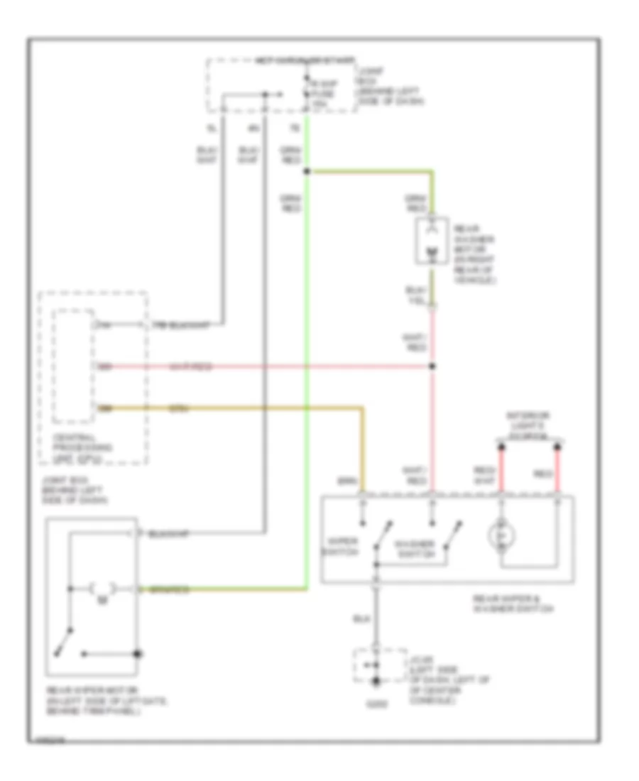 Электросхема заднего стеклоочистителя дворника и омывателя для Mazda MPV LX 1998