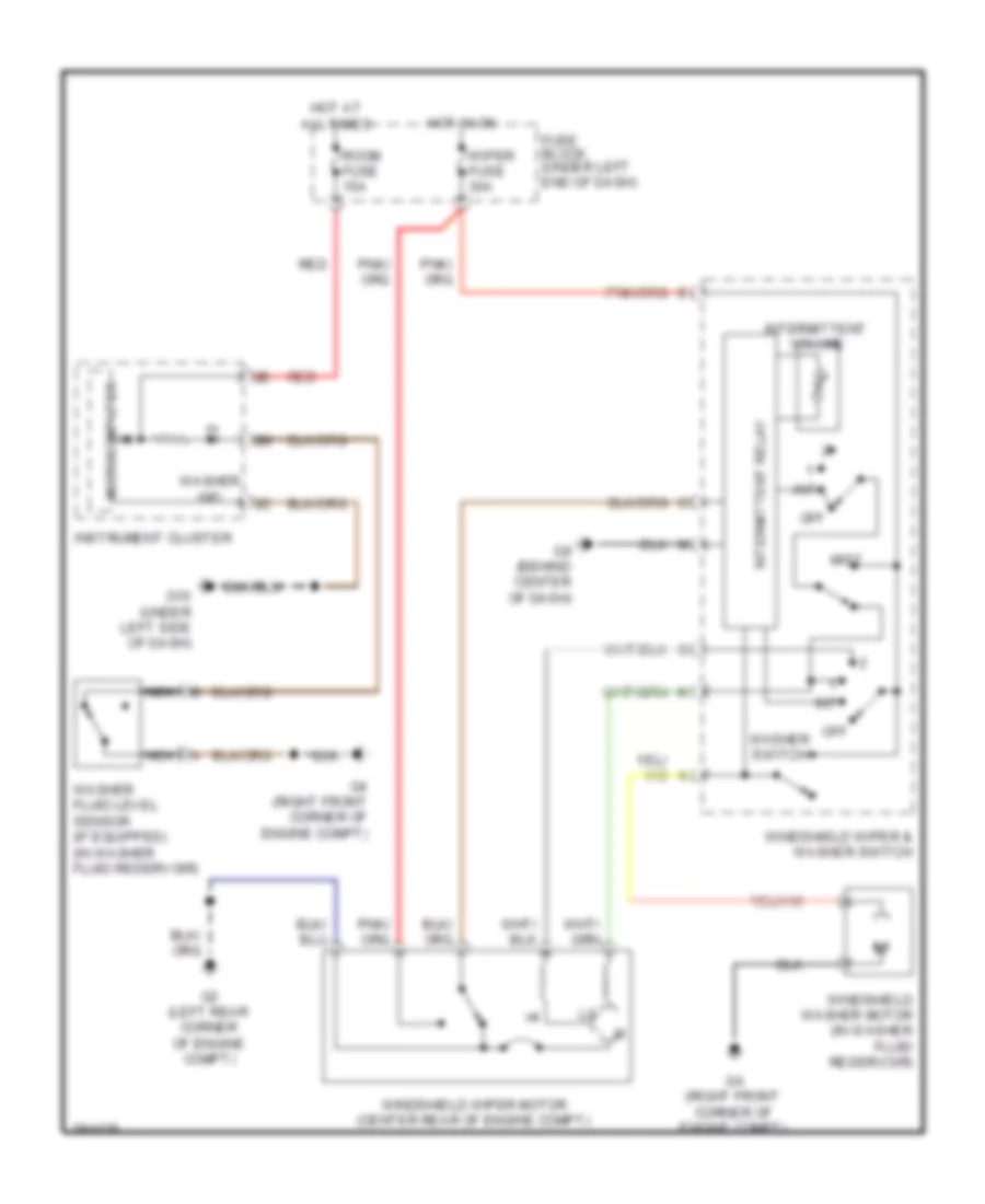 Электросхема передних стеклоочистителей дворников и омывателя лобового стекла для Mazda CX-7 Grand Touring 2008