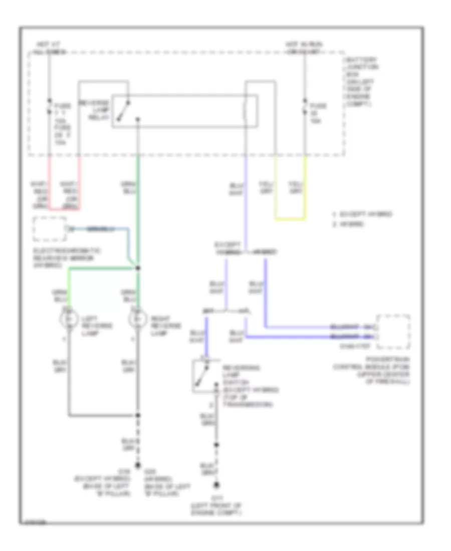 Backup Lamps Wiring Diagram for Mazda Tribute Hybrid Touring 2010