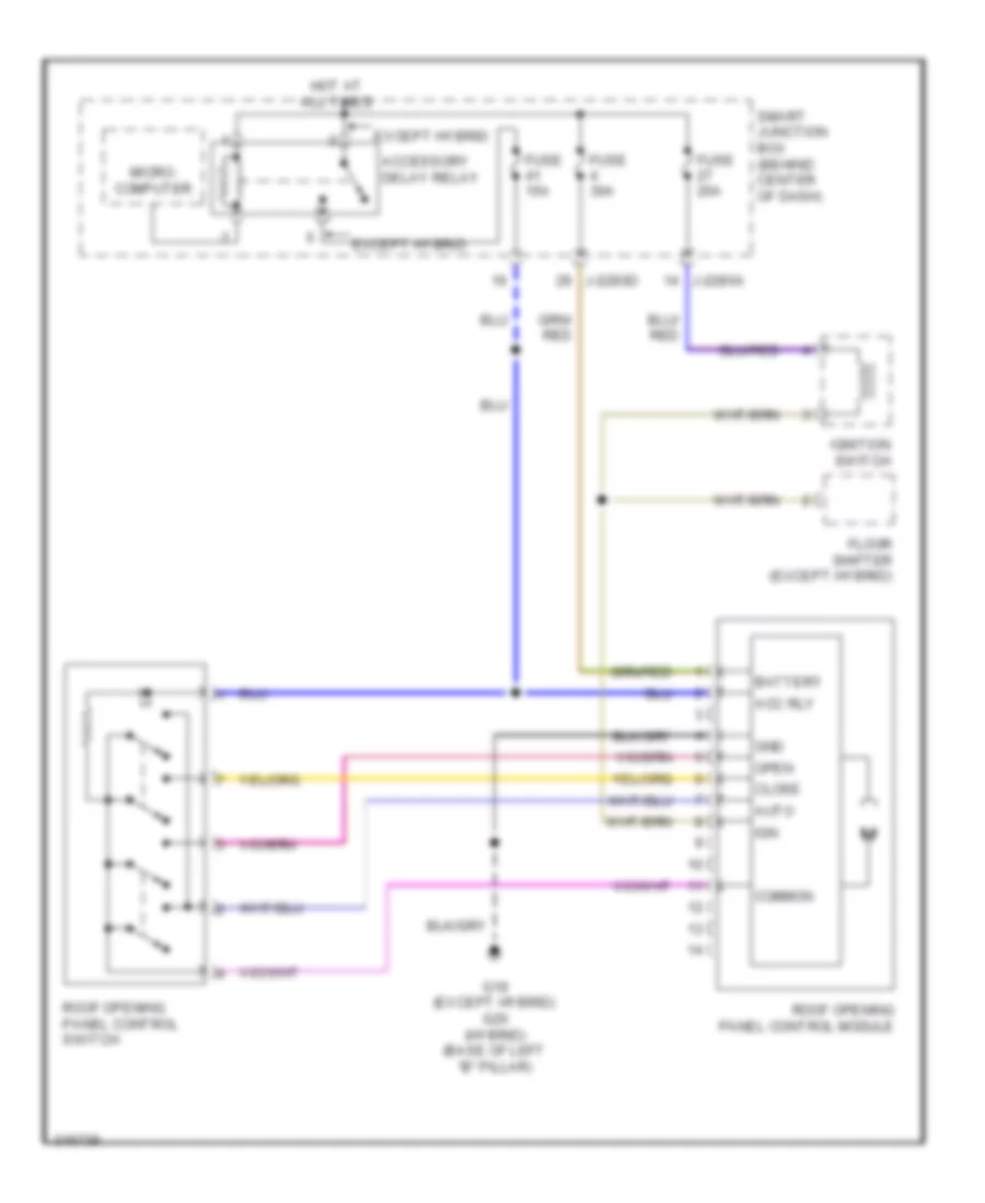 Power Top Sunroof Wiring Diagram for Mazda Tribute Hybrid Touring 2010