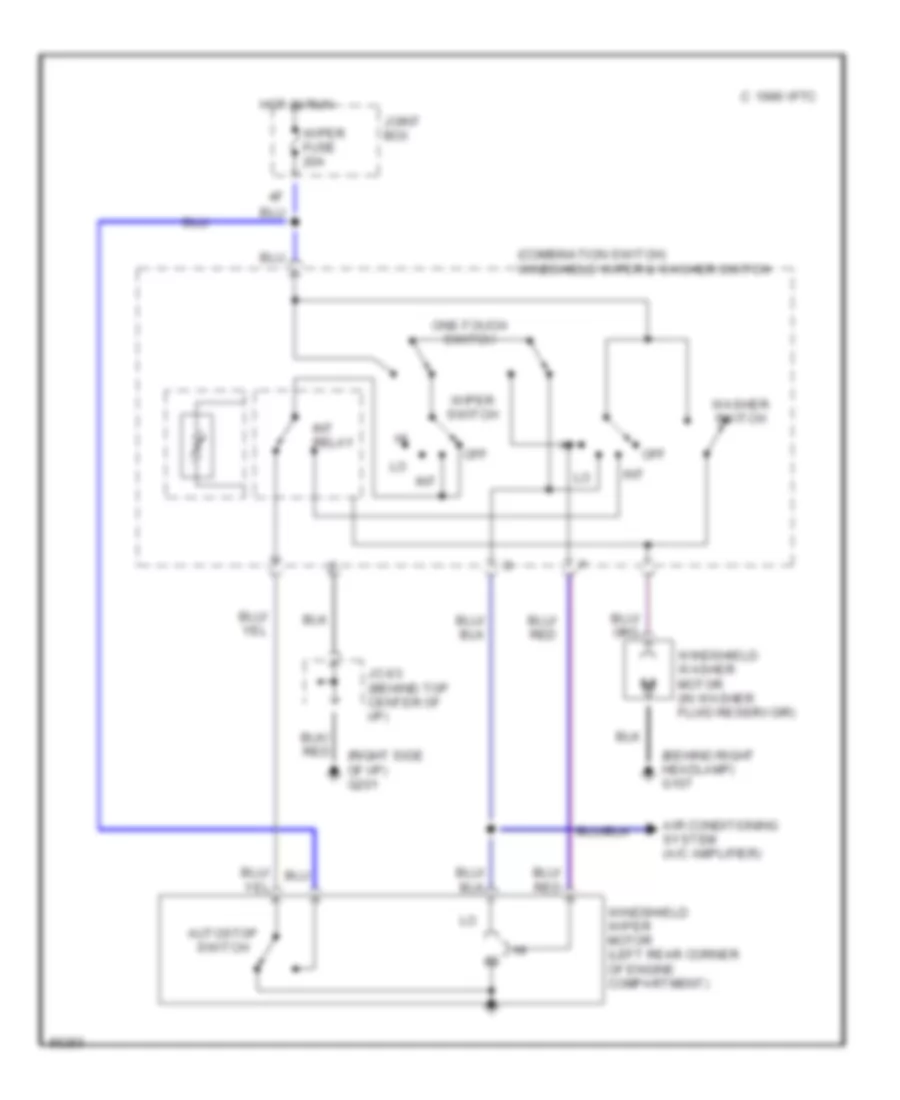 Электросхема стеклоочистителя, дворников и омывателя для Mazda 929 1995