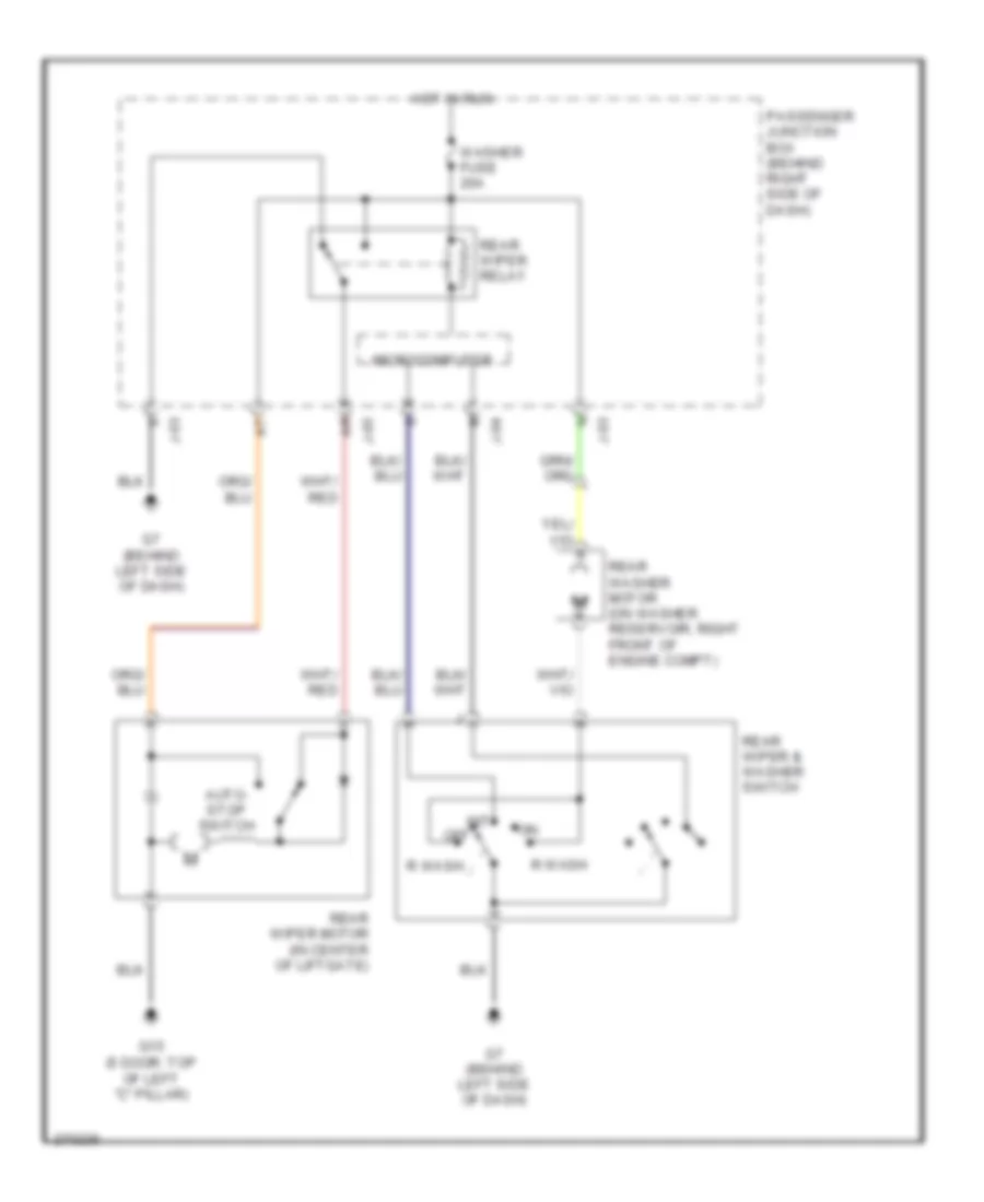 Электросхема заднего стеклоочистителя и омывателя стекла для Mazda 3 s 2006