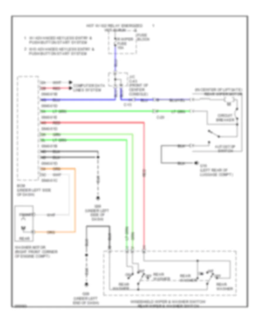 Электросхема заднего стеклоочистителя дворника и омывателя для Mazda 3 Mazdaspeed 2011