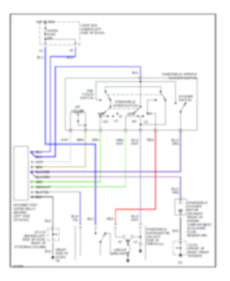 Электросхема стеклоочистителя, дворников и омывателя для Mazda Millenia P 2002